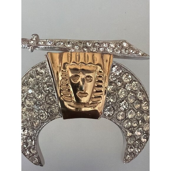 Vintage ORA Shriners Crescent Scimitar Rhinestone Brooch Masonic Fraternal Pin - Picture 3 of 9